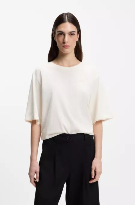 Mesh-insert T-shirt in cotton jersey