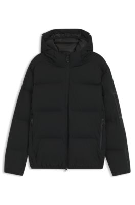 Chaqueta repelente al agua con relleno de plum&oacute;n, Negro