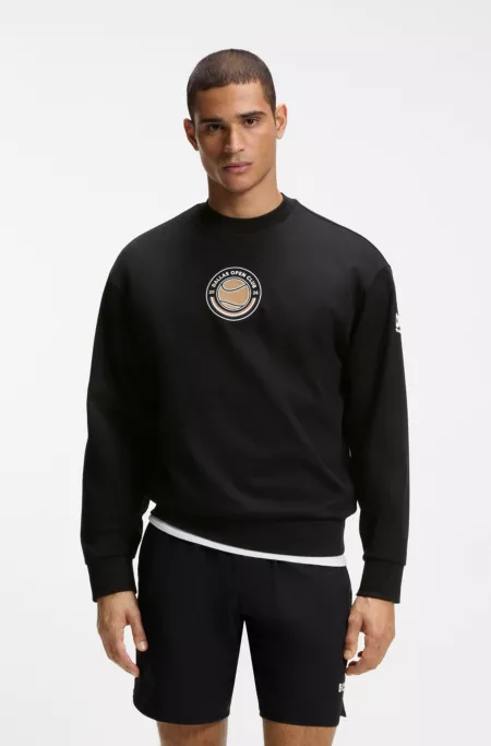 Cotton-terry sweatshirt with tennis artwork