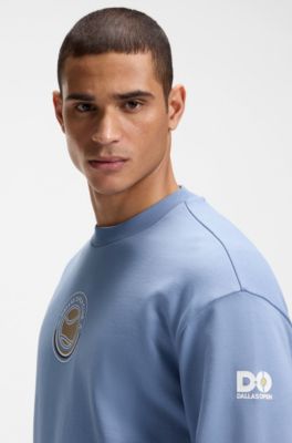 Sudadera de felpa de algod&oacute;n con motivo gr&aacute;fico de tenis, Celeste