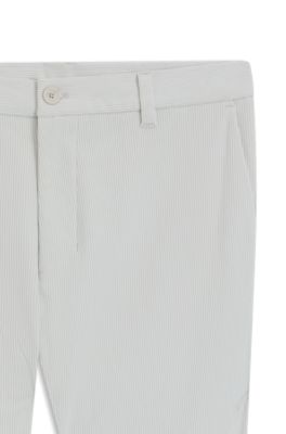 Regular-fit technical corduroy pants with logo, Light Beige