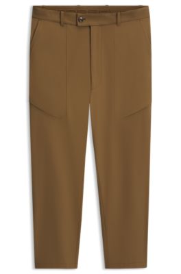 Porsche x BOSS pantalones regular fit de tejido el&aacute;stico, Marr&oacute;n