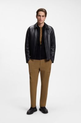 Porsche x BOSS pantalones regular fit de tejido el&aacute;stico, Marr&oacute;n