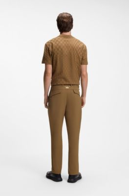 Porsche x BOSS pantalones regular fit de tejido el&aacute;stico, Marr&oacute;n