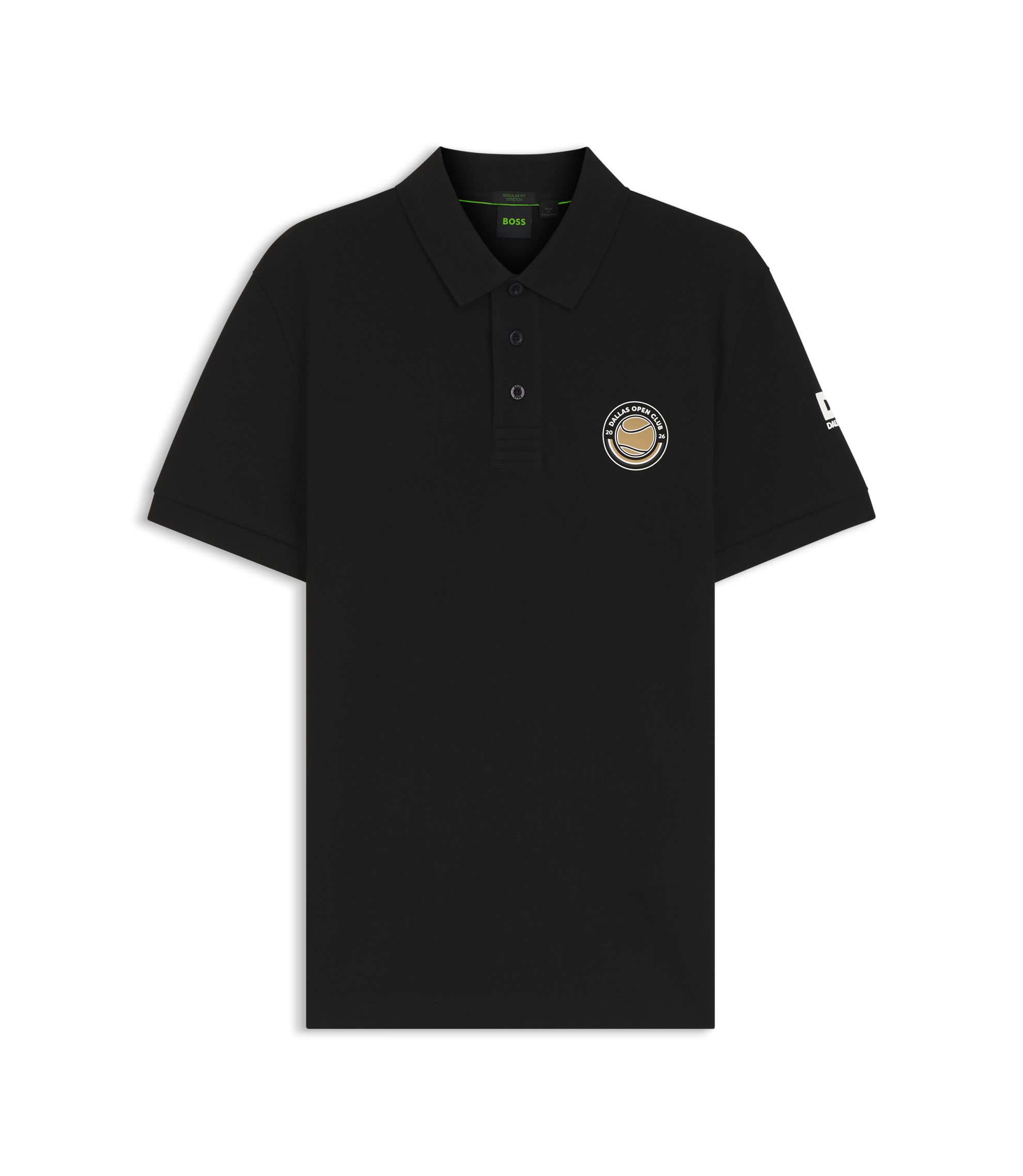 BOSS - Cotton-piqué polo shirt with tennis artwork - Black