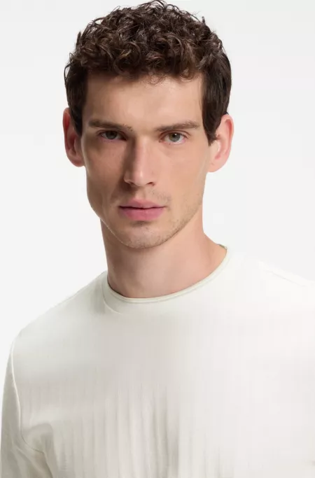 Regular-fit T-shirt in striped cotton