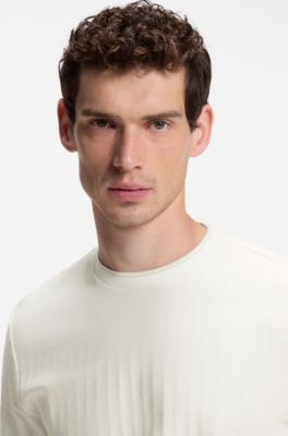 Regular-fit T-shirt in striped cotton, White