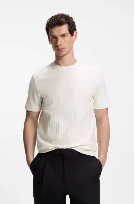 Regular-fit T-shirt in striped cotton