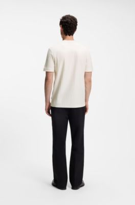 Regular-fit T-shirt in striped cotton, White