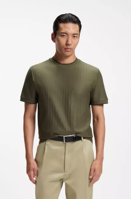 Regular-fit T-shirt in striped cotton