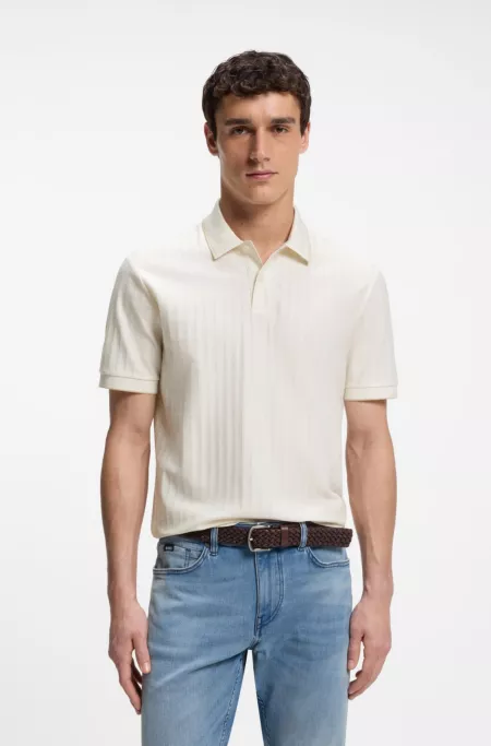 Striped cotton polo shirt with tipping