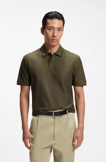 Striped cotton polo shirt with tipping