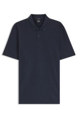 Polo de algod&oacute;n con detalles de rayas, Azul oscuro