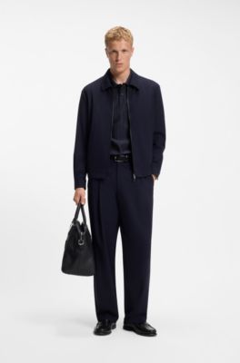 Polo de algod&oacute;n con detalles de rayas, Azul oscuro