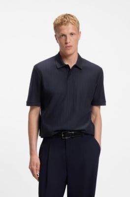Polo de algod&oacute;n con detalles de rayas, Azul oscuro