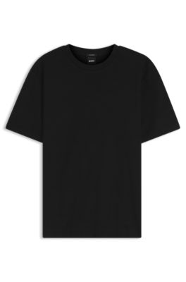 Geometric-jacquard T-shirt in cotton, Black
