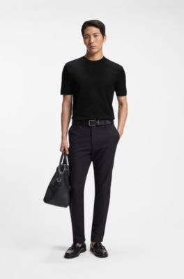 Geometric-jacquard T-shirt in cotton, Black