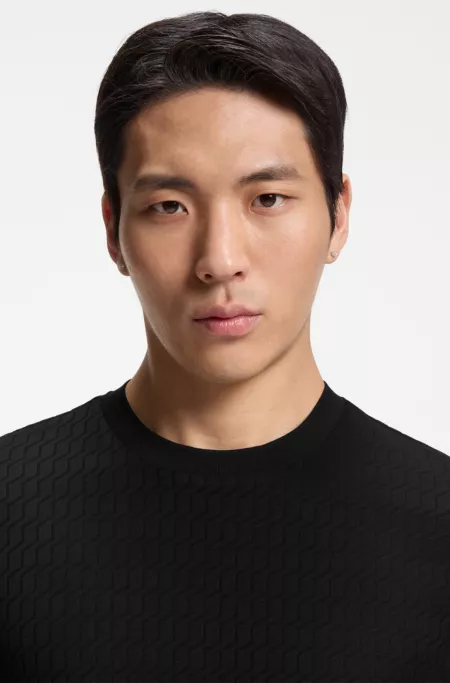 Geometric-jacquard T-shirt in cotton