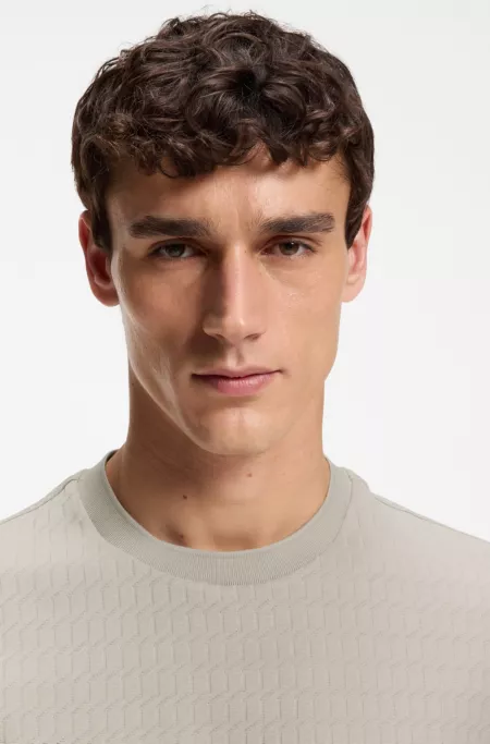 Geometric-jacquard T-shirt in cotton