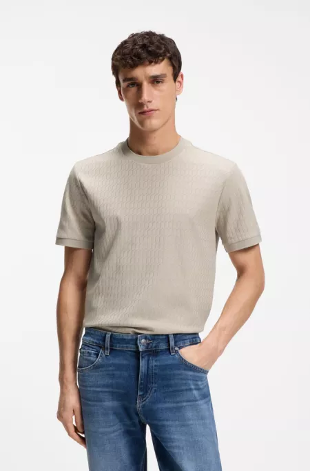 Geometric-jacquard T-shirt in cotton