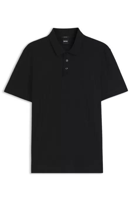 Geometric-jacquard polo shirt in cotton
