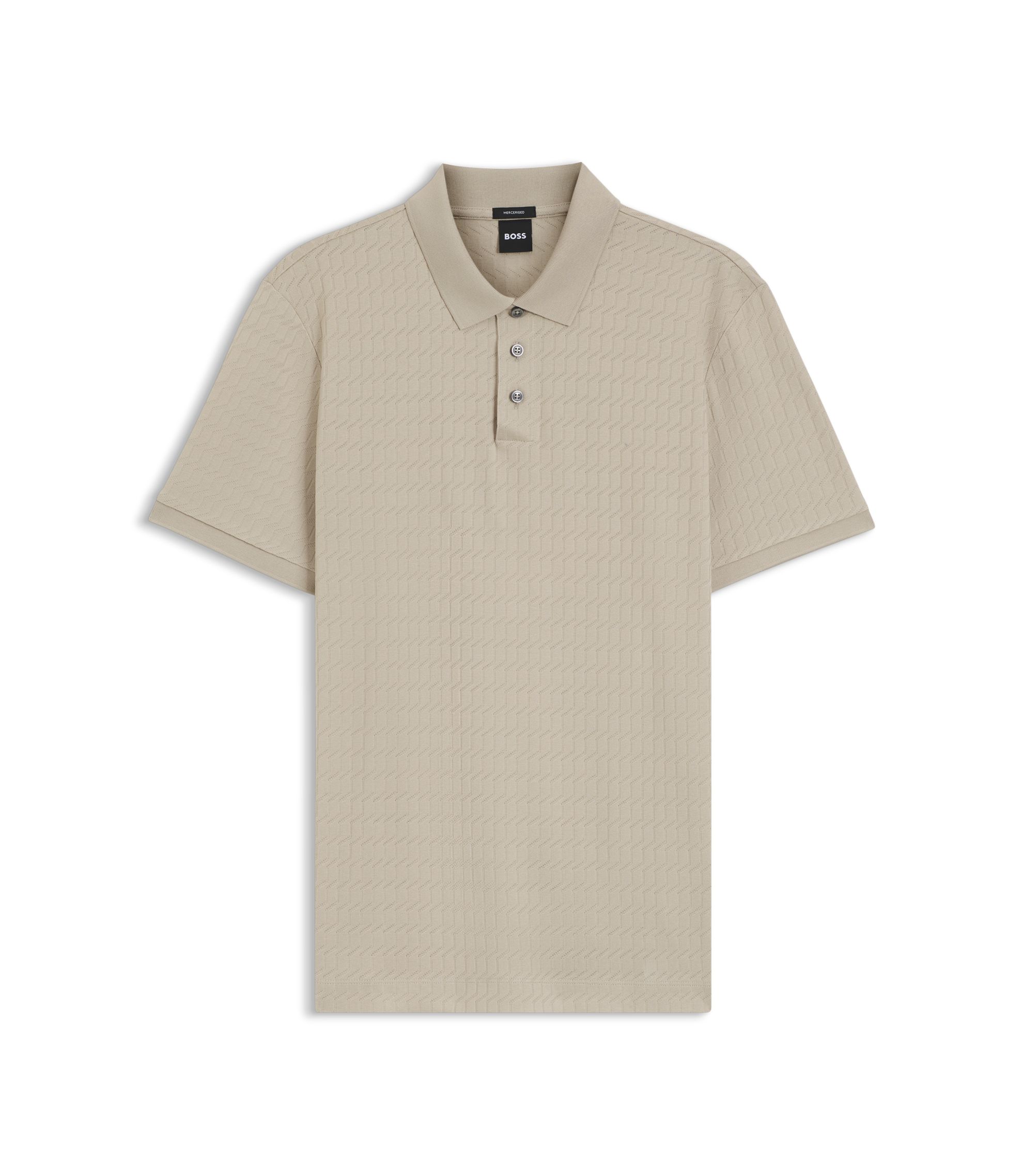 BOSS - Geometric-jacquard polo shirt in cotton - Light Beige