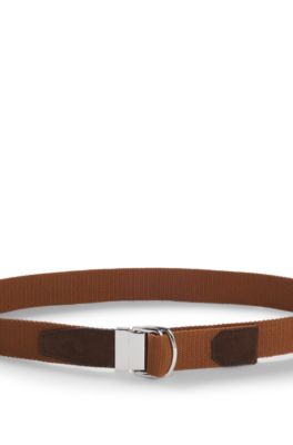 BOSS BY BECKHAM tape belt with nubuck trims, Brown
