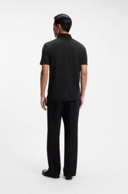 Polo de algod&oacute;n con jacquard en dos tonos, Negro