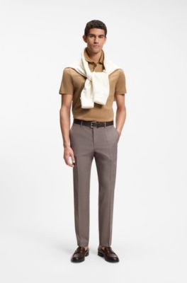 Cotton polo shirt with two-tone jacquard, Beige