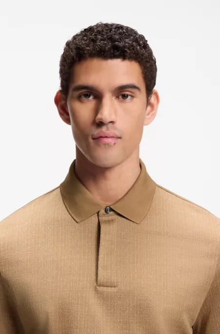 Cotton polo shirt with two-tone jacquard