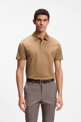 Polo de algod&oacute;n con jacquard en dos tonos, Beige