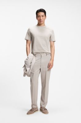 Camiseta de algod&oacute;n con motivo de punto de jacquard en dos tonos, Blanco