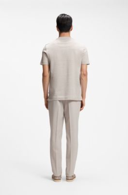 Camiseta de algod&oacute;n con motivo de punto de jacquard en dos tonos, Blanco