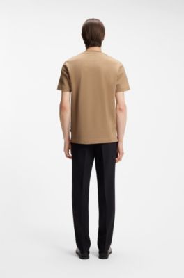 Camiseta de algod&oacute;n con motivo de punto de jacquard en dos tonos, Beige
