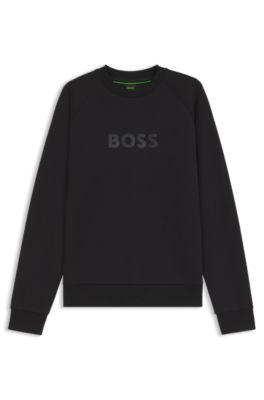 Sudadera con cuello redondo y logo en relieve, Negro