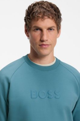 Sudadera con cuello redondo y logo en relieve, Azul