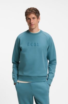 Sudadera con cuello redondo y logo en relieve, Azul
