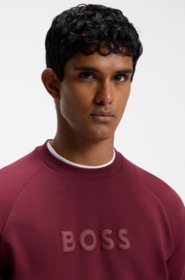 Crewneck sweatshirt with a puffed logo, Dark pink
