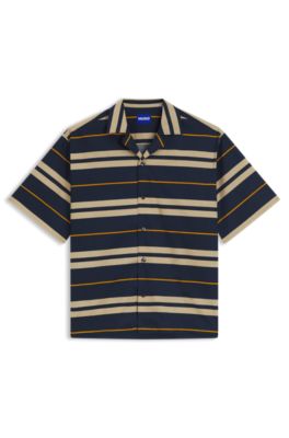 Relaxed-fit shirt in printed cotton poplin, Patterned