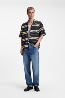 Relaxed-fit shirt in printed cotton poplin, Patterned