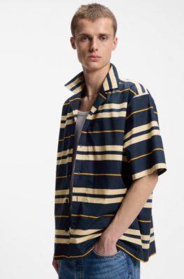Relaxed-fit shirt in printed cotton poplin, Patterned