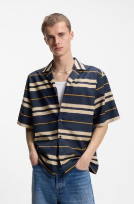 Relaxed-fit shirt in printed cotton poplin, Patterned