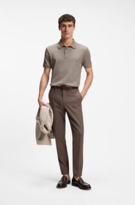 Regular-fit polo shirt with micro moulin&eacute; finish, Light Beige