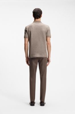 Regular-fit polo shirt with micro moulin&eacute; finish, Light Beige