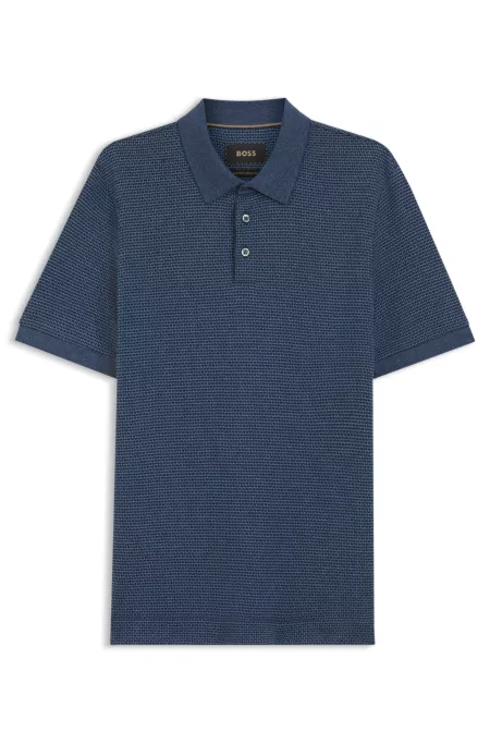 Regular-fit polo shirt with micro mouliné finish