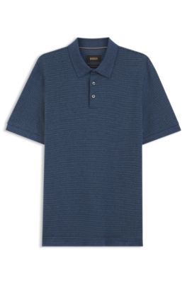 Regular-fit polo shirt with micro moulin&eacute; finish, Light Blue