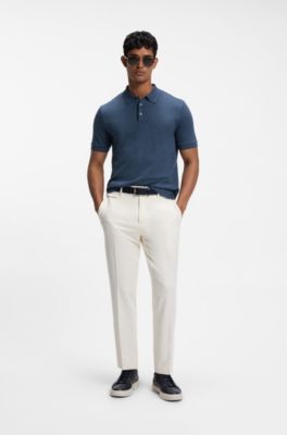 Regular-fit polo shirt with micro moulin&eacute; finish, Light Blue