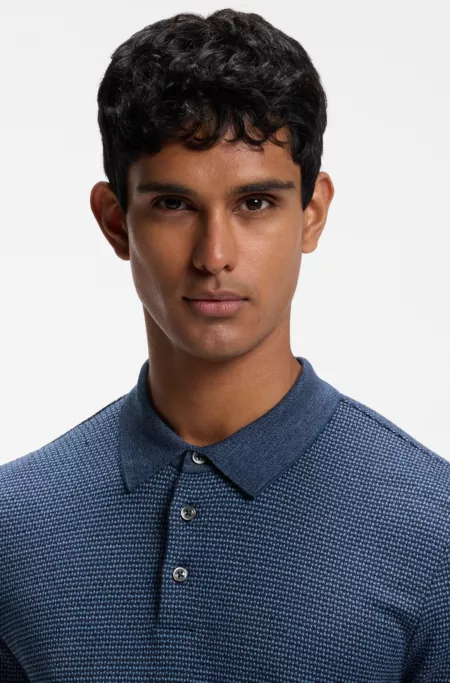 Regular-fit polo shirt with micro mouliné finish