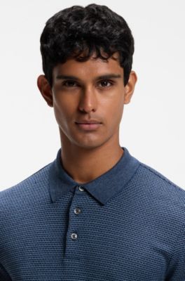 Regular-fit polo shirt with micro moulin&eacute; finish, Light Blue