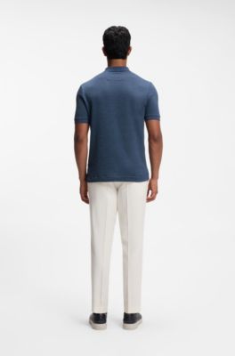 Regular-fit polo shirt with micro moulin&eacute; finish, Light Blue